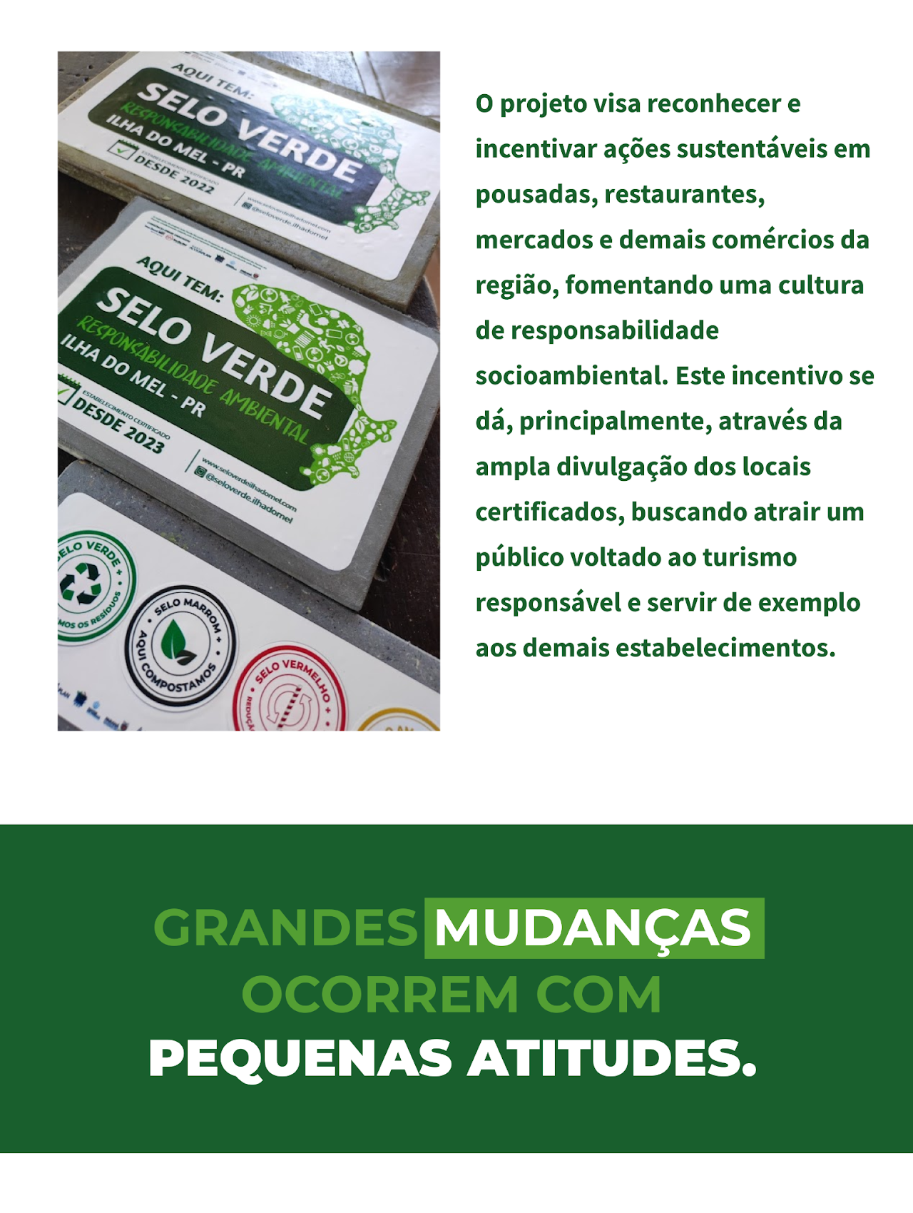Placas do Projeto Selo Verde de Responsabilidade Ambiental